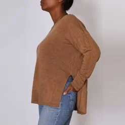 ONLY Pull fin col v victoria Femme MARRON Online