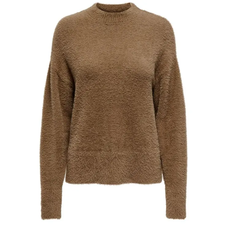 JDY Pull Jola manches longues en maille avec col haut ann drop Femme MARRON Best