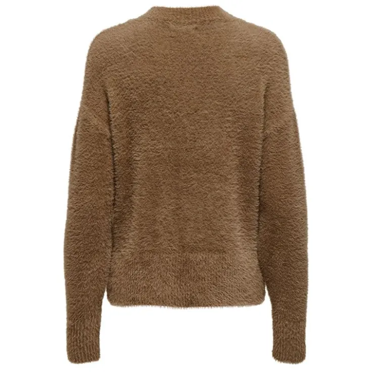 JDY Pull Jola manches longues en maille avec col haut ann drop Femme MARRON Best