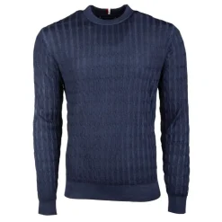TOMMY HILFIGER Pull laine ajustée en maille torsadée Homme BLEU FONCE Sale