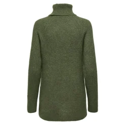 JDY Pull long col roulé maille poignets cotelés Femme KAKI Outlet