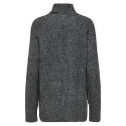 JDY Pull long col roulé maille poignets cotelés Femme GRIS FONCE Best