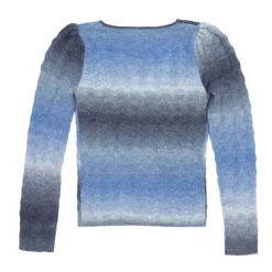 LA PETITE ETOILE Pull maille ajourée melodie col carré dégradé Femme BLEU Clearance