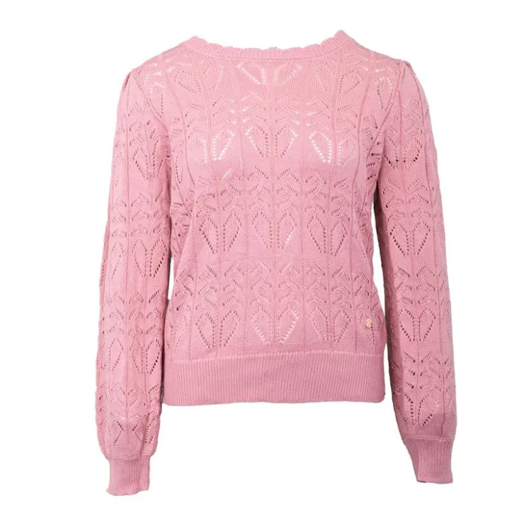LA PETITE ETOILE Pull maille ajourée v magy Femme ROSE Discount