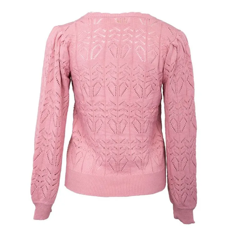 LA PETITE ETOILE Pull maille ajourée v magy Femme ROSE Discount