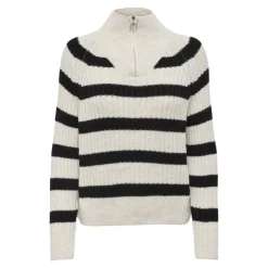 ONLY Pull maille col cheminée zippé Leise freya Femme BLANC ECRU Outlet