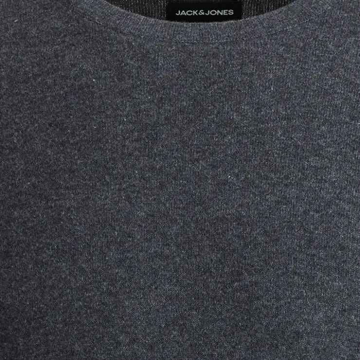 JACK & JONES Pull maille coton col rond tissu tricoté Homme GRIS FONCE Best