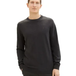 TOM TAILOR Pull maille fine col rond Homme GRIS FONCE Hot