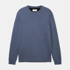 TOM TAILOR Pull maille fine col rond Homme BLEU INDIGO Sale