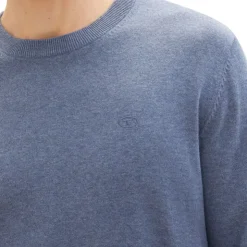 TOM TAILOR Pull maille fine col rond Homme BLEU INDIGO Sale