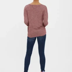 VERO MODA Pull maille fine oversize brianna manches 3/4 Femme BORDEAUX Outlet