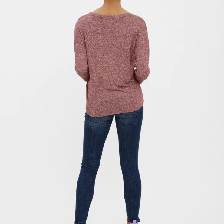 VERO MODA Pull maille fine oversize brianna manches 3/4 Femme BORDEAUX Outlet