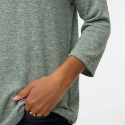 VERO MODA Pull maille fine oversize brianna manches 3/4 Femme VERT Outlet