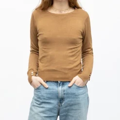 ONLY Pull maille minna col rond Femme MARRON CLAIR Hot