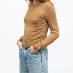 ONLY Pull maille minna col rond Femme MARRON CLAIR Hot