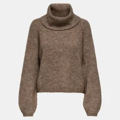 ONLY Pull maille regular gila col roulé Femme MARRON FONCE Best