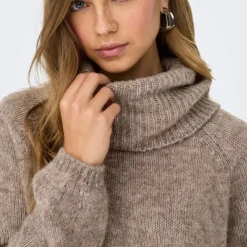 ONLY Pull maille regular gila col roulé Femme MARRON Sale