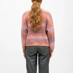 DEELUXE 74 Pull maille tricotée col rond passoa multicolor manches longues Femme ROSE Outlet