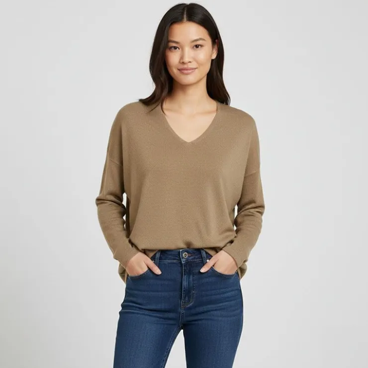 ONLY Pull Malia maille fine avec fentes Femme VERT CLAIR Outlet