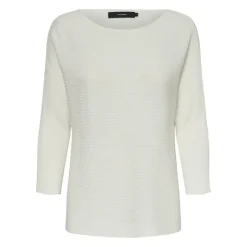 VERO MODA Pull manches 3/4 Nora col bateau snow white Femme BLANC Sale