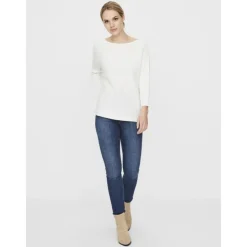 VERO MODA Pull manches 3/4 Nora col bateau snow white Femme BLANC Sale