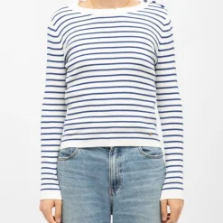 LA PETITE ETOILE Pull marinière coton col bateau molly Femme BLEU Sale