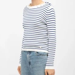 LA PETITE ETOILE Pull marinière coton col bateau molly Femme BLEU Sale