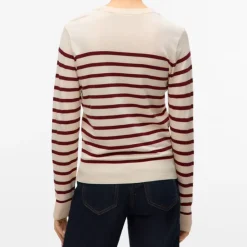 VERO MODA Pull marinière dory avec coeur brodé rouge col rond Femme BORDEAUX Best