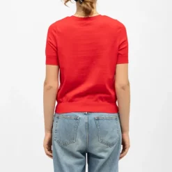 LA PETITE ETOILE Pull maya col rond avec boutons colorés Femme ROUGE Clearance