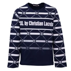 CXL BY CHRISTIAN LACROIX Pull motif rayures avec logo coton col rond Enfant BLEU FONCE