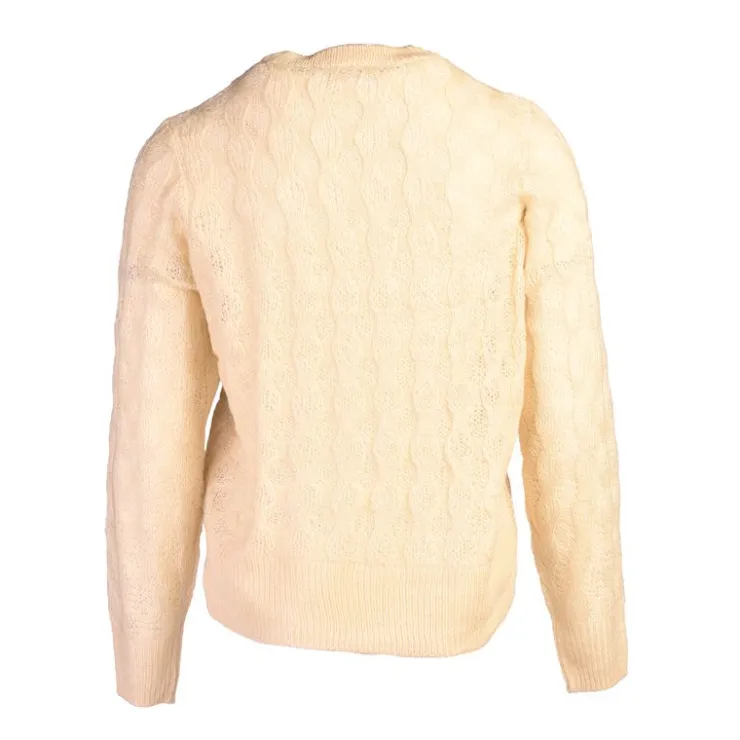 VILA Pull Myrna en maille col ras de cou Femme BLANC ECRU Clearance