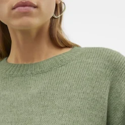 VERO MODA Pull Noelle oversize en maille manches larges chiné Femme VERT Online