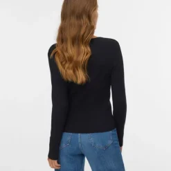 VERO MODA Pull cotelé willow à boutons Femme NOIR Best