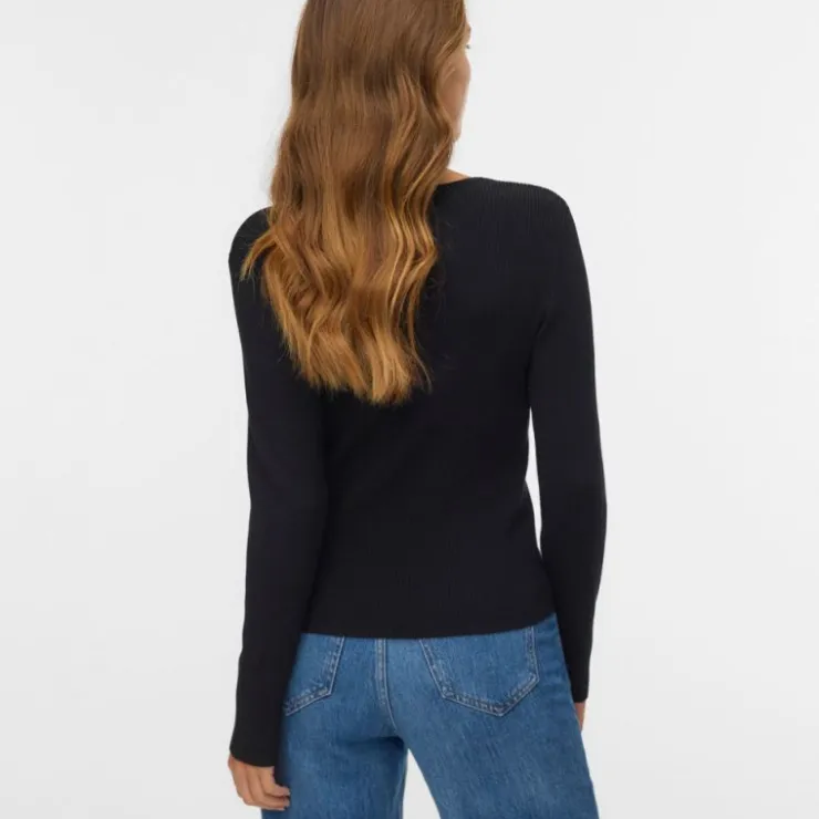 VERO MODA Pull cotelé willow à boutons Femme NOIR Best