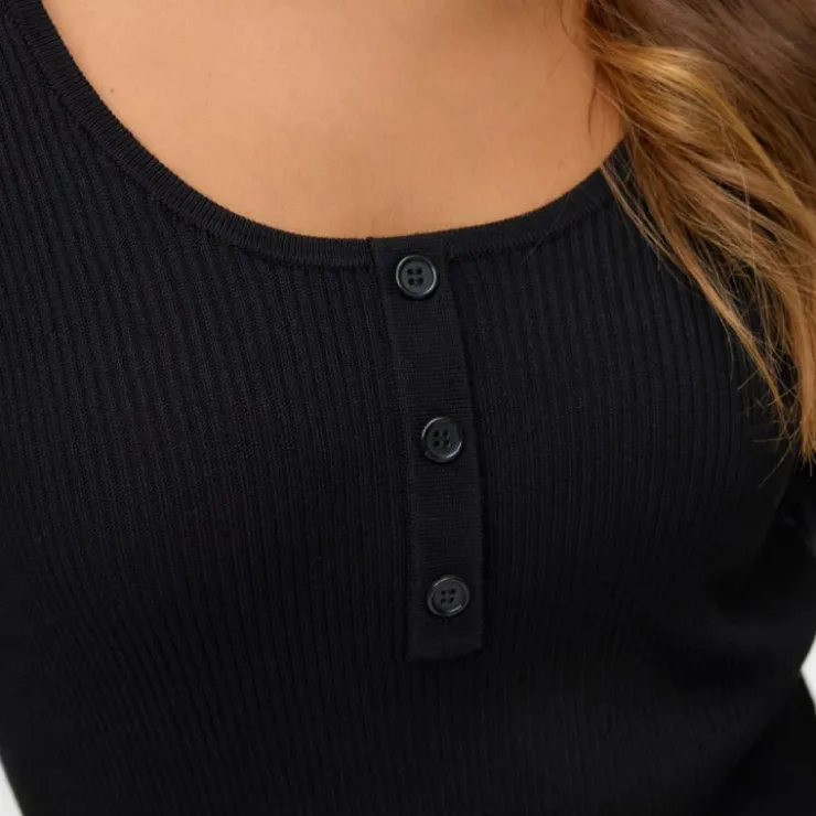 VERO MODA Pull cotelé willow à boutons Femme NOIR Best