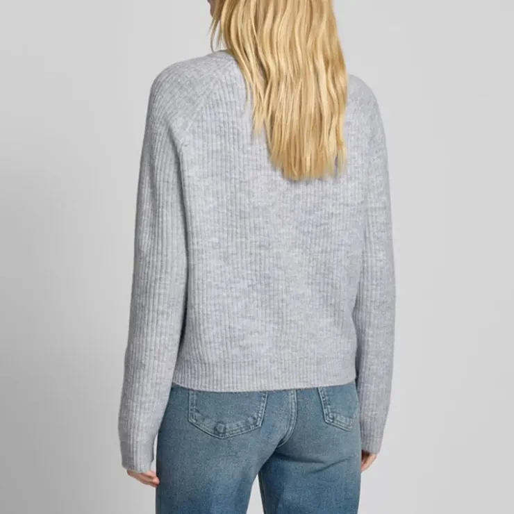 PIECES Pull Olla doux maille cotêlé Femme GRIS CLAIR Clearance