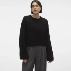 VERO MODA Pull over manches longues vmsayla en maille Femme NOIR Discount