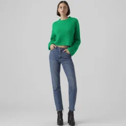 VERO MODA Pull over manches longues vmsayla en maille Femme VERT New