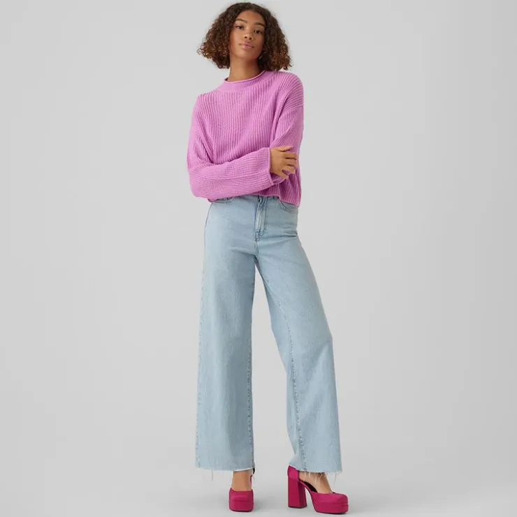 VERO MODA Pull over manches longues vmsayla en maille Femme VIOLET CLAIR Clearance