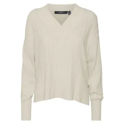 VERO MODA Pull over manches longues col V Femme BEIGE Outlet