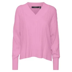 VERO MODA Pull over manches longues col V Femme ROSE Best