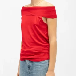 LA PETITE ETOILE Pull épaules dénudées megan maille fine Femme ROUGE