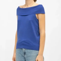 LA PETITE ETOILE Pull épaules dénudées megan maille fine Femme BLEU Online