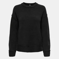ONLY Pull épuré maille hazel col rond Femme NOIR Discount