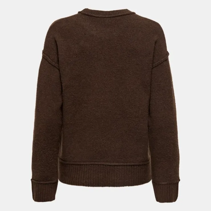 ONLY Pull épuré maille hazel col rond Femme MARRON FONCE Sale