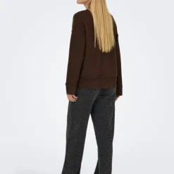 ONLY Pull épuré maille hazel col rond Femme MARRON FONCE Sale