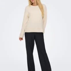 ONLY Pull épuré maille hazel col rond Femme BLANC ECRU Hot