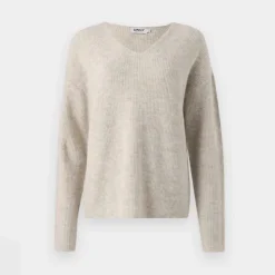 ONLY Pull regular talio col v manches longues Femme BEIGE Outlet
