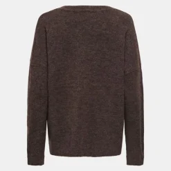 ONLY Pull regular talio col v manches longues Femme MARRON FONCE