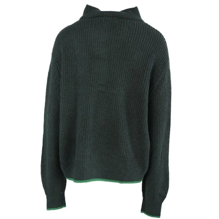 LA PETITE ETOILE Pull sierra col montant à boutons Femme VERT FONCE Discount